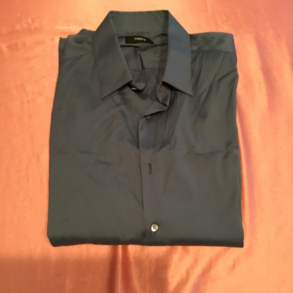 Theory Charcoal Long Sleeve Sz M Button Up